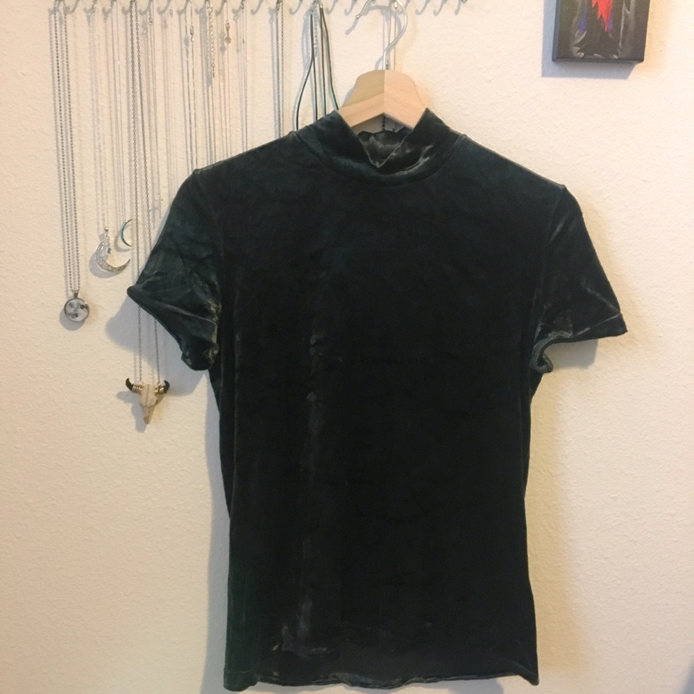 Banana Republic Velvet Green Mock Neck top